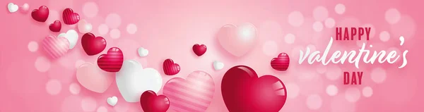 Affiche Saint Valentin Avec Des Cœurs Rouges Roses Sur Fond — Image vectorielle