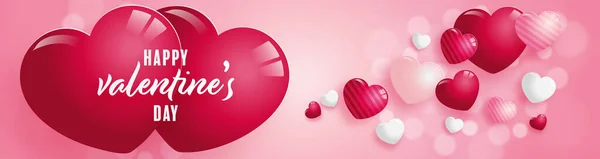 Arkaplanda Kırmızı Pembe Kalpler Olan Sevgililer Günü Posteri — Stok Vektör