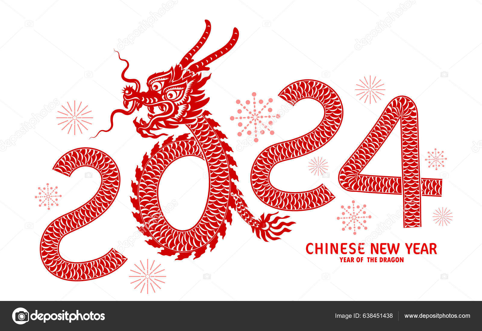 Happy Chinese New Year 2024 Year Chinese Dragon Zodiac Color Vector de