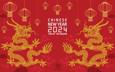 Mutlu Çin Yeni Yılı 2024 Çin Ejderhası Zodyak 'ının renkli bir geçmişi var. Çevirisi: Mutlu yıllar, Çin ejderhası. )