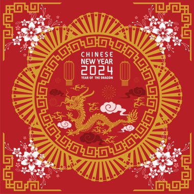 Mutlu Çin Yeni Yılı 2024 Çin Ejderhası Zodyak 'ının renkli bir geçmişi var. Çevirisi: Mutlu yıllar, Çin ejderhası. )