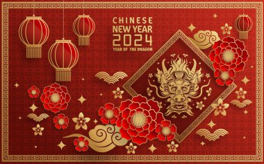 Mutlu Çin Yeni Yılı 2024 Çin Ejderhası Zodyak 'ının renkli bir geçmişi var. Çevirisi: Mutlu yıllar, Çin ejderhası. )