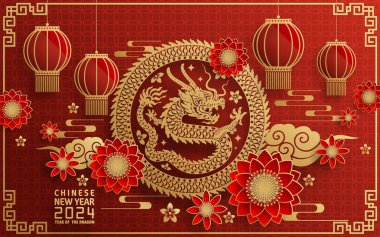 Mutlu Çin Yeni Yılı 2024 Çin Ejderhası Zodyak 'ının renkli bir geçmişi var. Çevirisi: Mutlu yıllar, Çin ejderhası. )