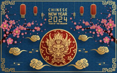 Mutlu Çin Yeni Yılı 2024 Çin Ejderhası Zodyak 'ının renkli bir geçmişi var. Çevirisi: Mutlu yıllar, Çin ejderhası. )