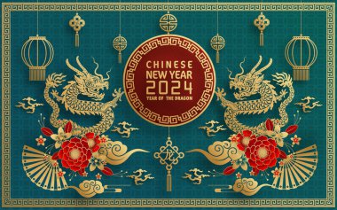 Mutlu Çin Yeni Yılı 2024 Çin Ejderhası Zodyak 'ının renkli bir geçmişi var. Çevirisi: Mutlu yıllar, Çin ejderhası. )