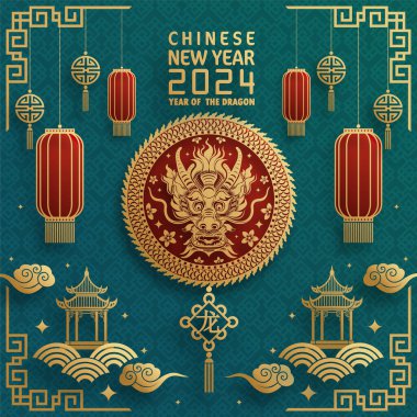 Mutlu Çin Yeni Yılı 2024 Çin Ejderhası Zodyak 'ının renkli bir geçmişi var. Çevirisi: Mutlu yıllar, Çin ejderhası. )