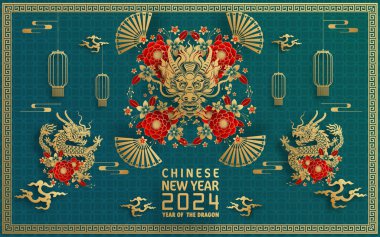 Mutlu Çin Yeni Yılı 2024 Çin Ejderhası Zodyak 'ının renkli bir geçmişi var. Çevirisi: Mutlu yıllar, Çin ejderhası. )