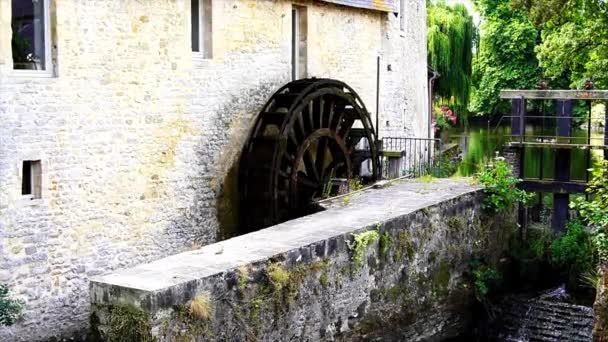 Molino Agua Río Aure Bayeux Normandía Francia — Vídeo de stock