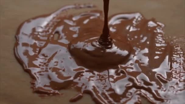 Close Spreading Chocolate Cream Dough — Stockvideo