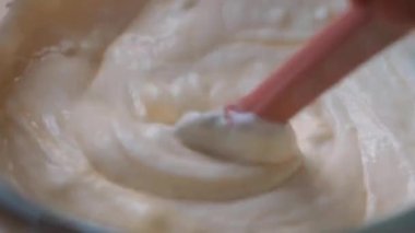 Yogurt Cheesecake, Close-up of mixing creamed ingredients