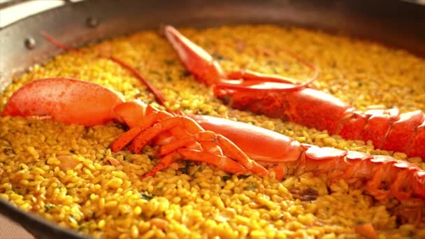 Paella Con Bogavante Paella Lobster — Vídeo de Stock