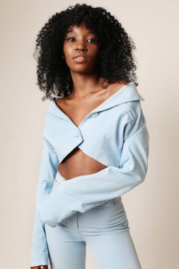 Close-up of young woman with serious face expression. Mindset and mental health. High quality photo.