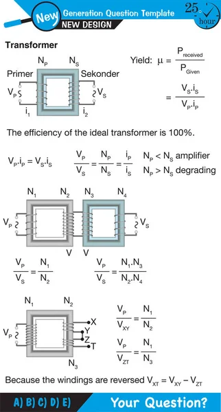 Фізика Простий Електричний Двигун Змінний Струм Трансформатори Шаблон Питання Наступного — стоковий вектор