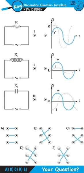 物理学 简单电动机 交流电和变压器 下一代问题模板 感应器 — 图库矢量图片
