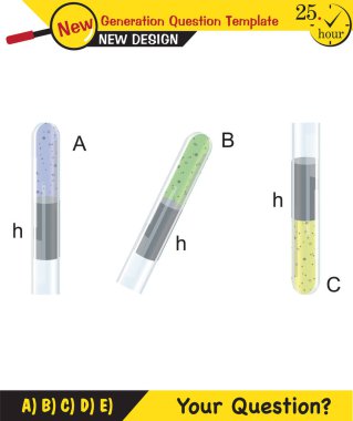 Fizik, sıvılarda ve gazlarda basınç sıvıların ve gazların her yöne eşit basınç yaydığını doğrulayan fiziksel deneyim Pascal yasası, gelecek nesil soru şablonu, sınav sorusu 