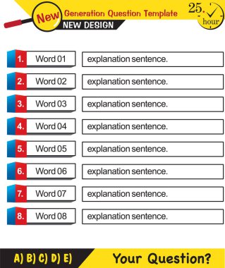 Metin Şablonları - öğretmenler için, sonraki nesil soru örnekleri, düzenlenebilir metin alanları, eps, vektör