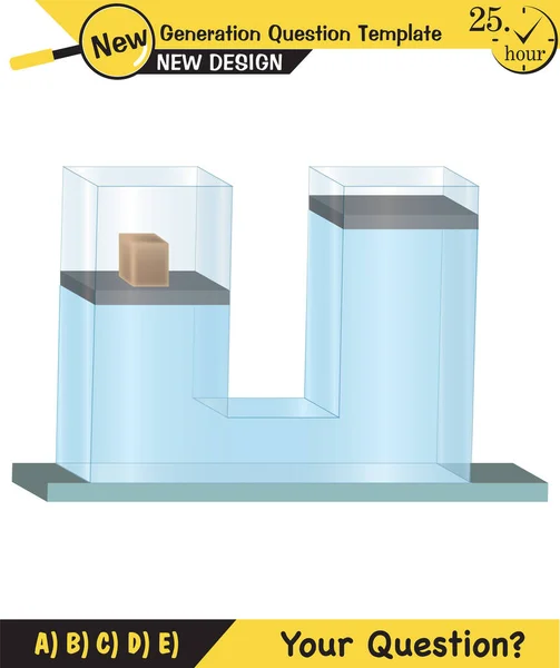 物理学 圧力とリフティング力 アルキメデス原理 液体とガスの圧力 水で満たされた容器 次世代の質問テンプレート 試験問題 Eps — ストックベクタ