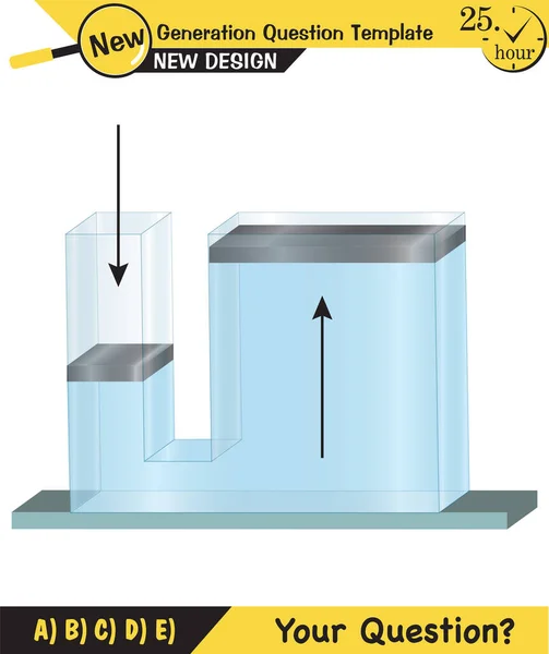 物理学 圧力とリフティング力 アルキメデス原理 液体とガスの圧力 水で満たされた容器 次世代の質問テンプレート 試験問題 Eps — ストックベクタ