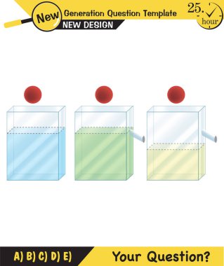 Fizik, basınç ve kaldırma kuvveti, arşiv ilkesi, sıvıların ve gazların basıncı, su dolu kaplar, yeni nesil soru şablonu, sınav sorusu,