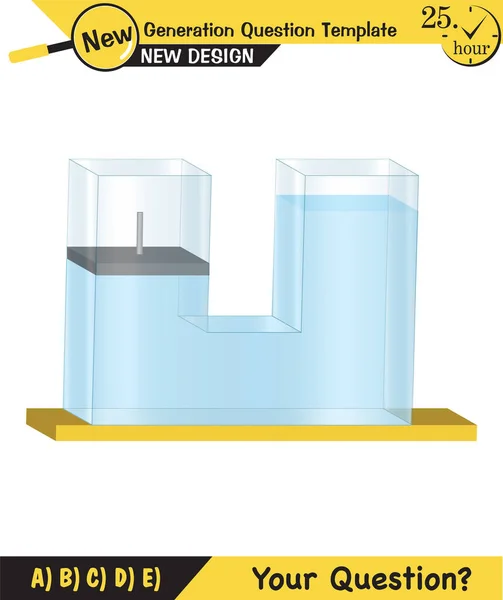 Physics Pressure Lifting Force Archimedes Principle Pressure Liquids Gases Containers — Stock Vector