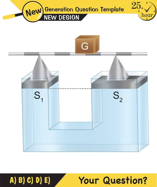 Fizyka Ciśnienie Siła Podnoszenia Zasada Archimedesa Ciśnienie Cieczy Gazów Zbiorniki — Wektor stockowy