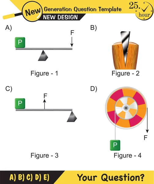 Physics Simple Machines Inclined Plane Spinning Wheel Pulleys Next Generation — Διανυσματικό Αρχείο