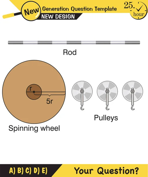 Physics Simple Machines Inclined Plane Spinning Wheel Pulleys Next Generation — Stockvektor