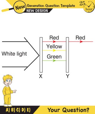 Physics, shadow and light experiments, color experiments, next generation question template, dumb physics figures, exam question, eps