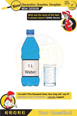 Physics, Substance and properties experiment illstration, liquids, two sisters speech bubble, New generation question template, exam question, for teachers, editable, eps 