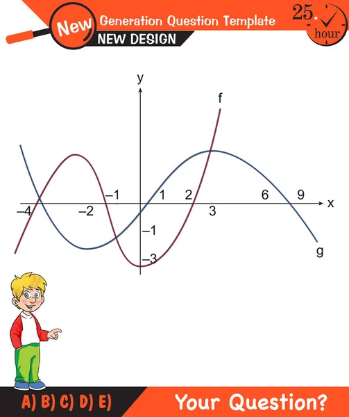 Математика Векторний Граф Математичної Функції Шаблон Питання Функцій Тест Наступного — стоковий вектор