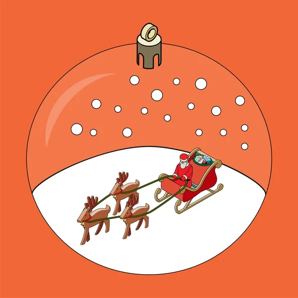 Clipart Illustratie Van Kerstman Zijn Rendier Ornament Het Uitdelen Van — Stockvector