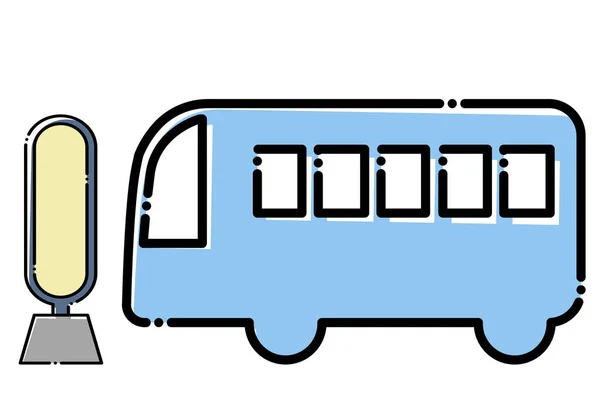 Иллюстрация Автобусной Остановки Автобусной Остановке Прерванной Линией Концепция Общественного Транспорта — стоковый вектор