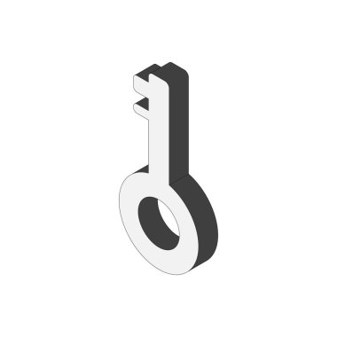 Anahtar simgesi. Ana hatları ile Isometric monochrome illüstrasyonu.