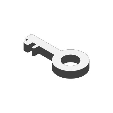 Bir anahtarın izometrik bir simgesi. Ana hatlı, güvenlik motifli. Üst yüzey yöntemi 2.