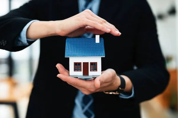 Agent, buy and sell land, property tax, show the concept of protecting the house to insure the risk of damage to the home