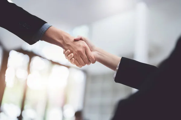 Asian entrepreneurs handshakes to congratulate the agreement between the two companies to enhance investment and financial strength. deal concept.