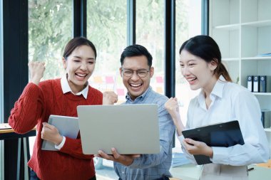 business group people meeting and discuss, plan financial budgets for investments, planning new marketing strategies to fight with competitors.