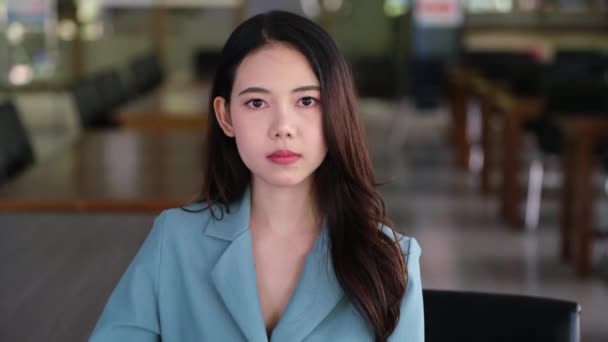 Olhos Uma Mulher Asiática Sorrindo Feliz — Vídeo de Stock