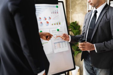 business group people meeting and discuss, plan financial budgets for investments, planning new marketing strategies to fight with competitors.