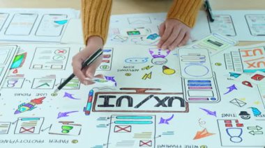 Creative Web Ekibi, Grafik Tasarımcı Planlama, cep telefonu uygulaması ve geliştirme şablonu düzeni için web sitesi ux ui uygulaması, prototip kablo geliştirme süreci. Yüksek kalite 4k