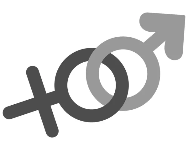 ジェンダーマーク 女性と男性のシンボルを重ねたデザイン モノクローム — ストックベクタ