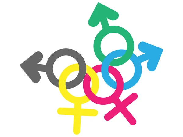 性别标记 重叠设计 一夫多妻制 非一夫一妻制 — 图库矢量图片