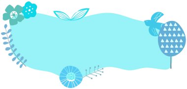 İskandinav motifli şirin metin çerçevesi, soyut Su Mavisi renk çerçevesi