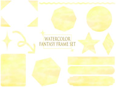 Suluboya gradyan simgeleri, çerçeve malzeme seti, sarı renk