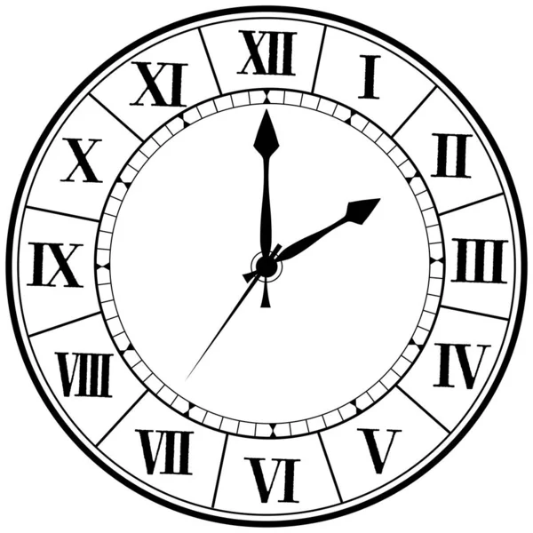 Ретро Антиквариат Настенные Часы Великолепным Дизайном Римских Цифр — стоковый вектор