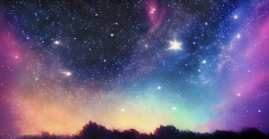 Gizemli gece gökyüzünün klip sanatı, renkli gece gökyüzü