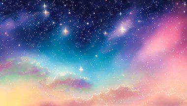 Gizemli gece gökyüzünün klip sanatı, renkli gece gökyüzü