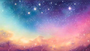 Gizemli gece gökyüzünün klip sanatı, renkli gece gökyüzü