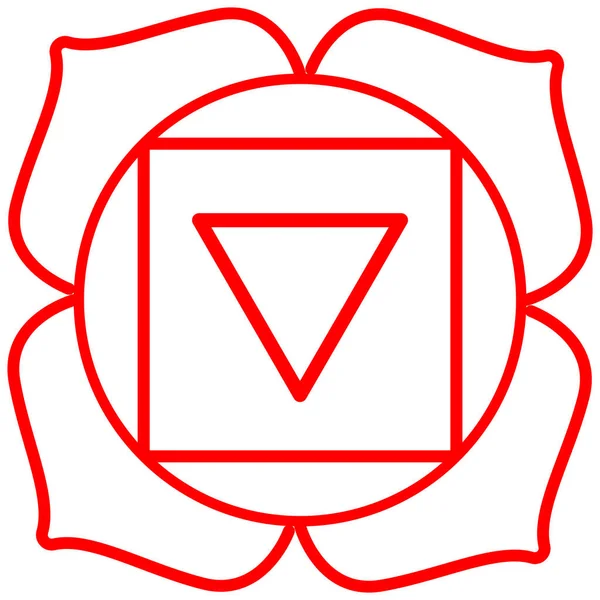 第一脉轮 Muladhara 的符号 红线绘图 — 图库矢量图片