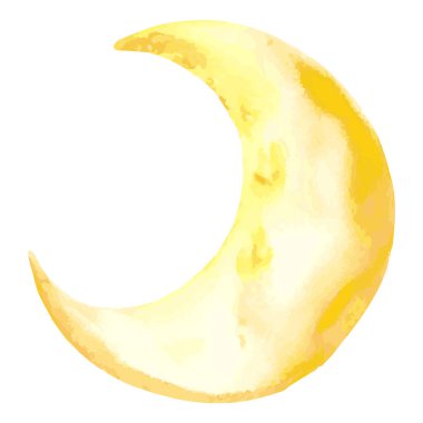 Yumuşak atmosfer hilal ay suluboya çizimi